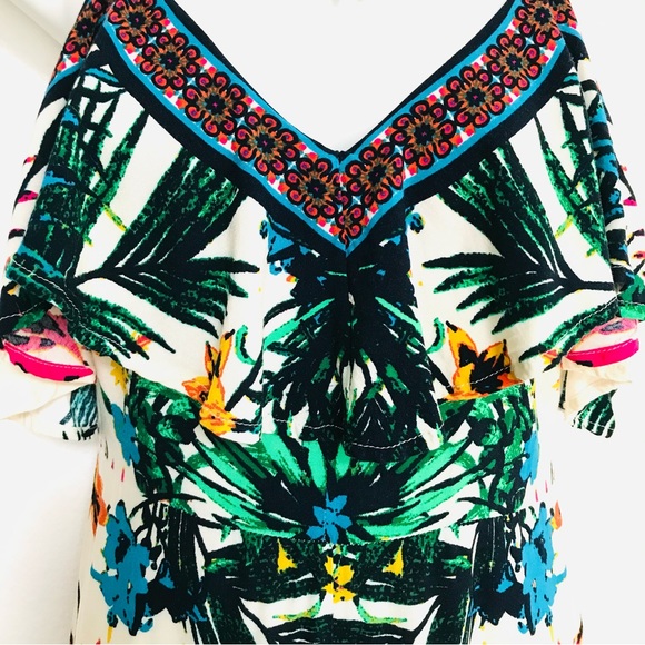 FLYING TOMATO Tropical Floral Ruffle JUMPSUIT Small - Picture 11 of 15